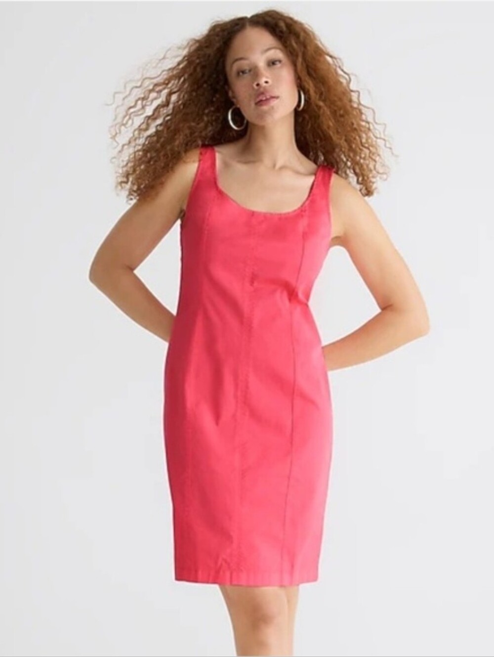 J.Crew Fitted Lightweight Stretch Cotton Poplin Chino Dress in Coral Pink 20